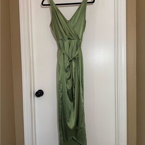 Chic Asymmetrical Green Dress